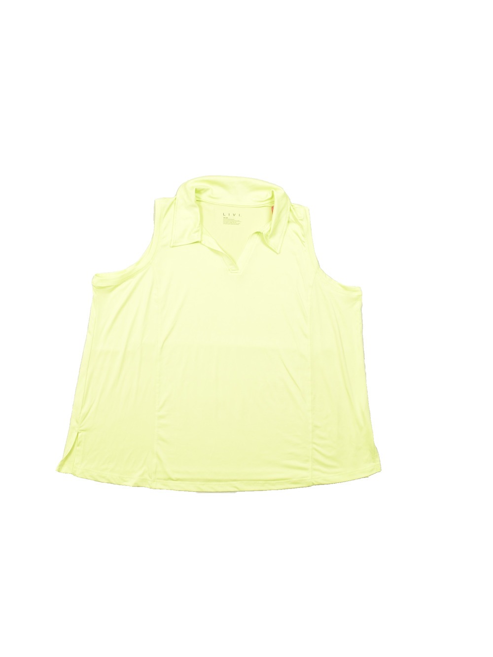 LIVI Activewear Women's Plus Size 26/28 Neon Yellow Sleeveless Wicking Polo Shi